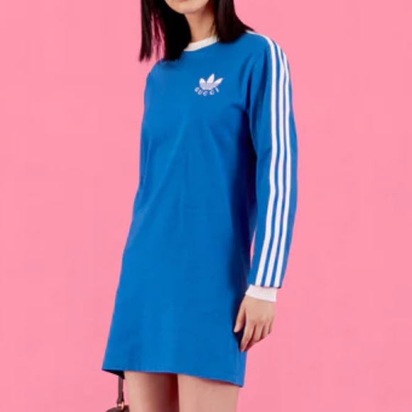 Gucci X adidas mini dress long shirt XXL blue cobalt 2022 collab sold out - Picture 1 of 8